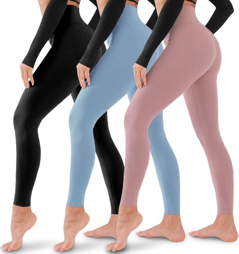 3 Pack Leggings for Women-No See-Through High Waisted Tummy Control Yoga Pants Workout Running Legging Assorted23 Large-X-Large - Global Merch Markets
