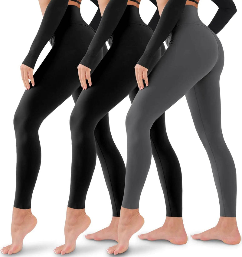 3 Pack Leggings for Women-No See-Through High Waisted Tummy Control Yoga Pants Workout Running Legging Assorted23 Large-X-Large - Global Merch Markets