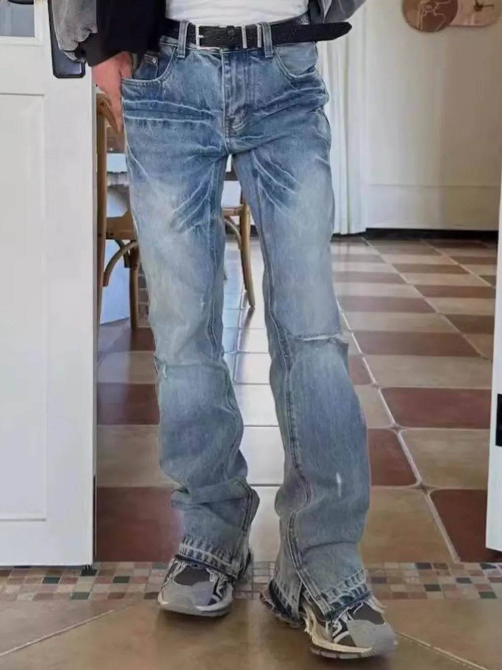 Men's Distressed Raw Hem Jeans - Global Merch Markets