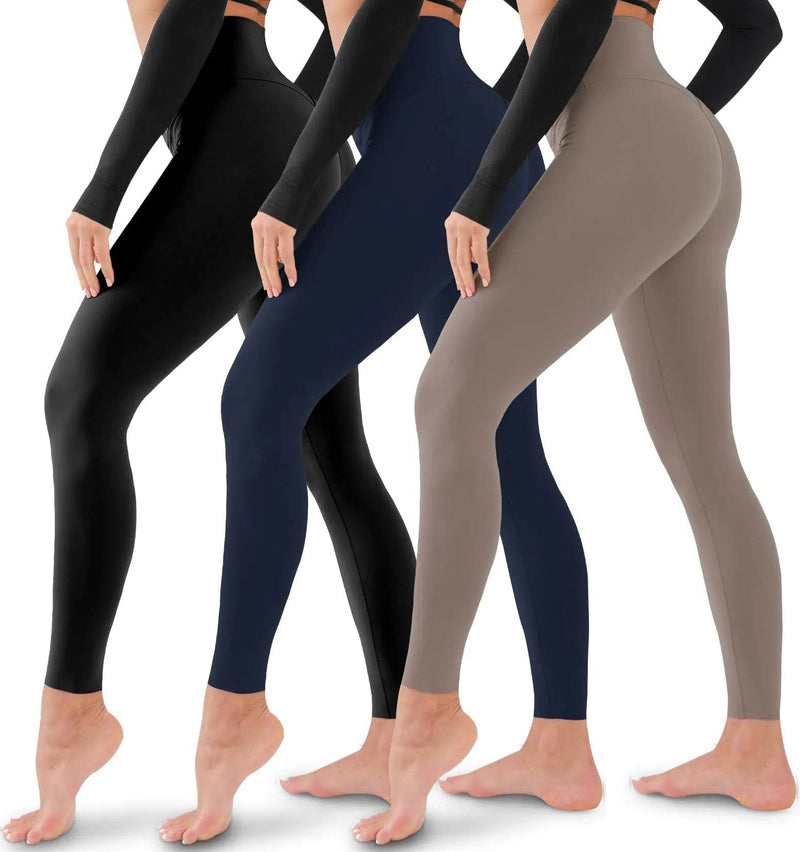 3 Pack Leggings for Women-No See-Through High Waisted Tummy Control Yoga Pants Workout Running Legging Assorted23 Large-X-Large - Global Merch Markets