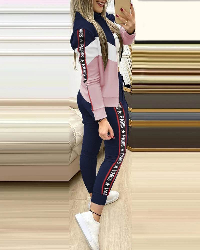 Set Woman 2 Pieces Trouser Suits Zipper Jacket Pants Tracksuits Women Patchwork Sportwear Casual Female Jogging Suit 2025 Sets - Global Merch Markets