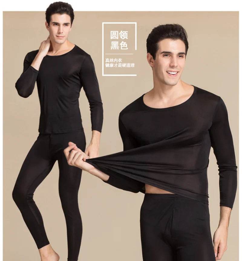 real silk under wear men thermal underwear thermo shirt men sexy clothes mens inner undershirt male clothing classic warm wears - Global Merch Markets