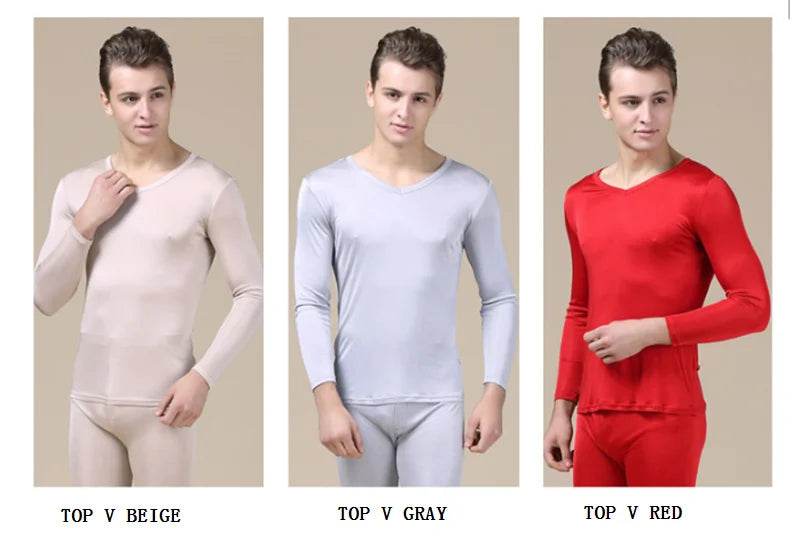 real silk under wear men thermal underwear thermo shirt men sexy clothes mens inner undershirt male clothing classic warm wears - Global Merch Markets