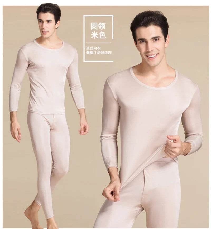 real silk under wear men thermal underwear thermo shirt men sexy clothes mens inner undershirt male clothing classic warm wears - Global Merch Markets