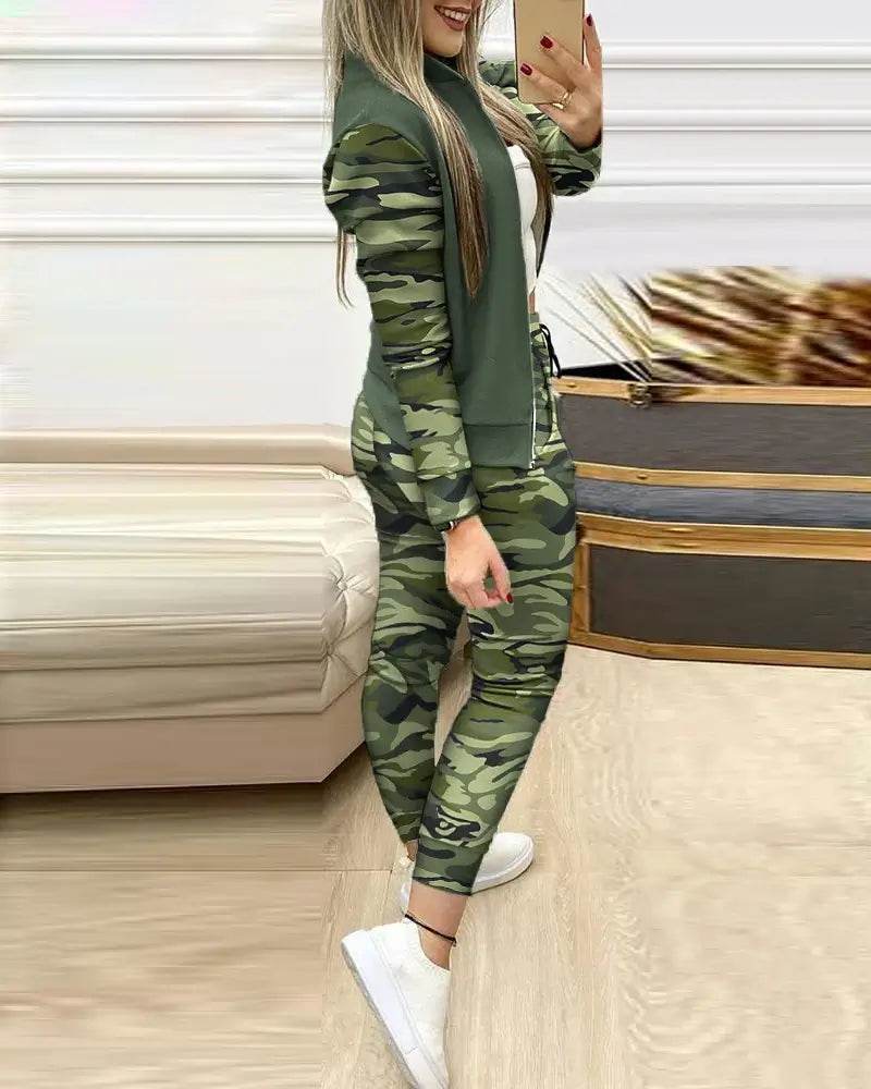 Set Woman 2 Pieces Trouser Suits Zipper Jacket Pants Tracksuits Women Patchwork Sportwear Casual Female Jogging Suit 2025 Sets - Global Merch Markets