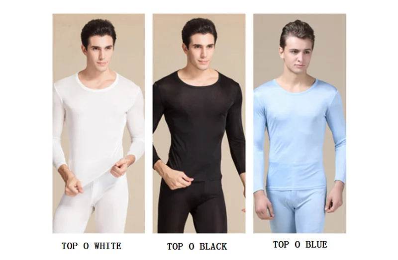 real silk under wear men thermal underwear thermo shirt men sexy clothes mens inner undershirt male clothing classic warm wears - Global Merch Markets