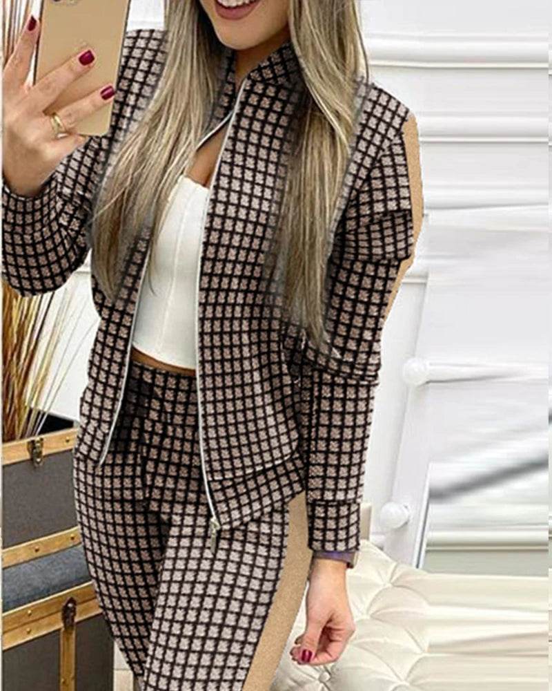 Set Woman 2 Pieces Trouser Suits Zipper Jacket Pants Tracksuits Women Patchwork Sportwear Casual Female Jogging Suit 2025 Sets - Global Merch Markets