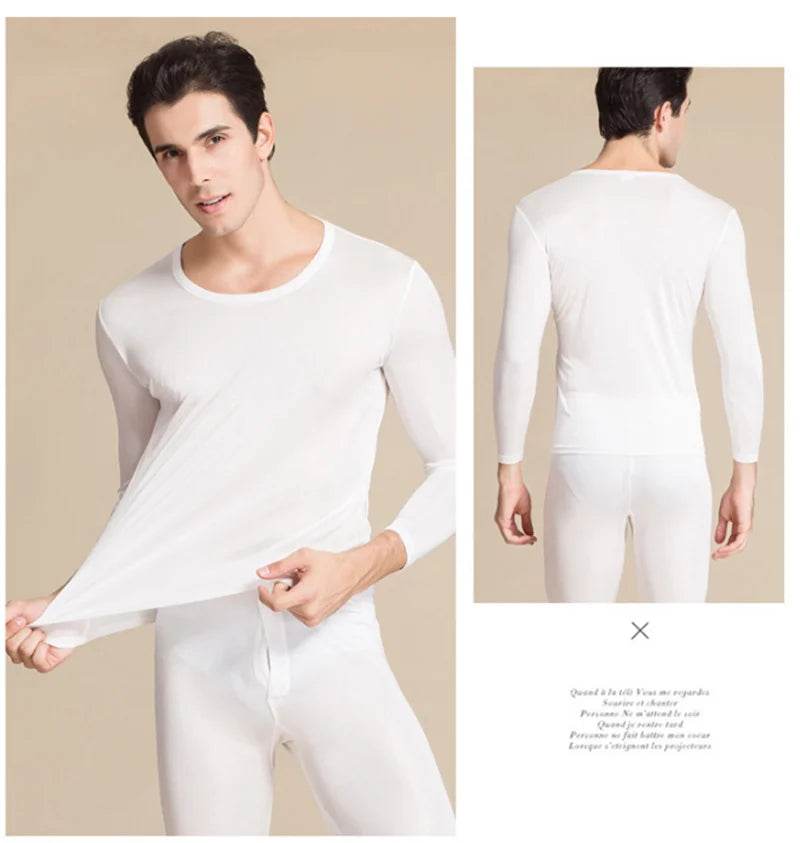 real silk under wear men thermal underwear thermo shirt men sexy clothes mens inner undershirt male clothing classic warm wears - Global Merch Markets