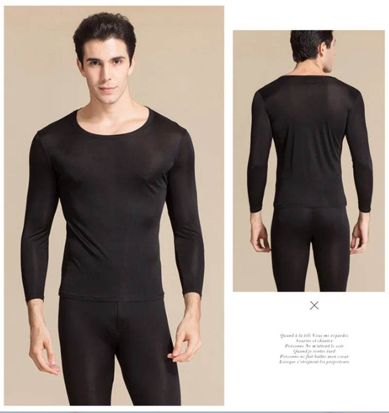 real silk under wear men thermal underwear thermo shirt men sexy clothes mens inner undershirt male clothing classic warm wears - Global Merch Markets
