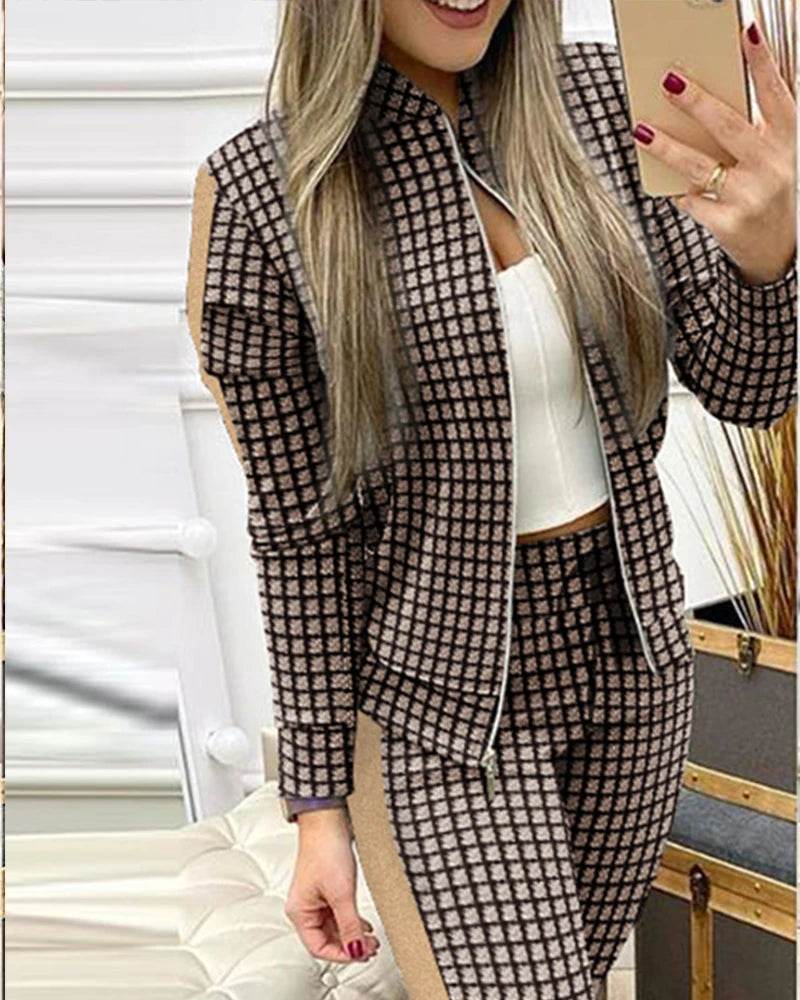 Set Woman 2 Pieces Trouser Suits Zipper Jacket Pants Tracksuits Women Patchwork Sportwear Casual Female Jogging Suit 2025 Sets - Global Merch Markets