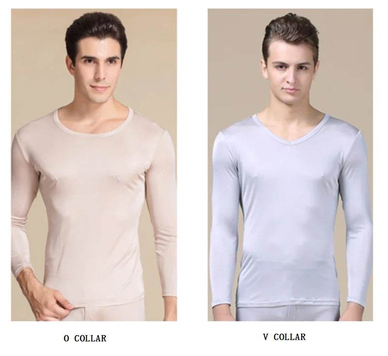 real silk under wear men thermal underwear thermo shirt men sexy clothes mens inner undershirt male clothing classic warm wears - Global Merch Markets