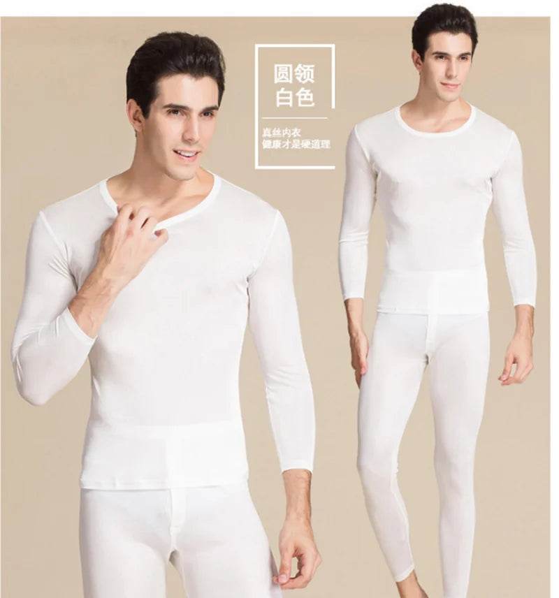 real silk under wear men thermal underwear thermo shirt men sexy clothes mens inner undershirt male clothing classic warm wears - Global Merch Markets