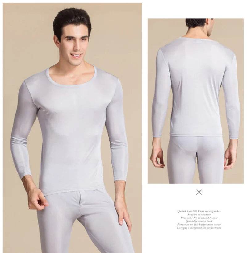 real silk under wear men thermal underwear thermo shirt men sexy clothes mens inner undershirt male clothing classic warm wears - Global Merch Markets