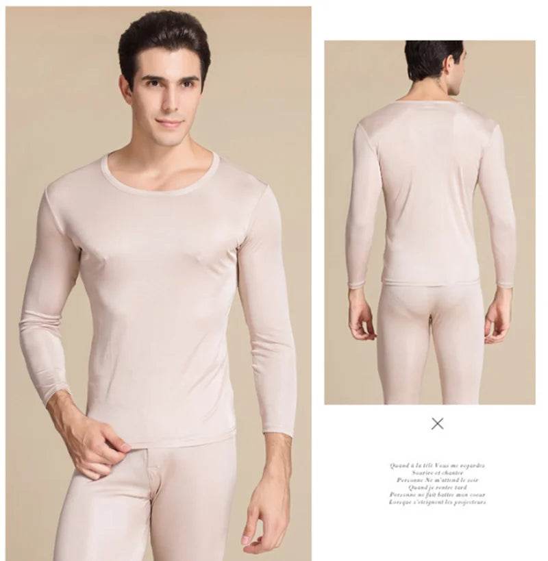 real silk under wear men thermal underwear thermo shirt men sexy clothes mens inner undershirt male clothing classic warm wears - Global Merch Markets