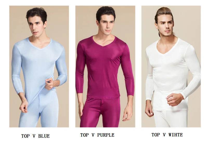 real silk under wear men thermal underwear thermo shirt men sexy clothes mens inner undershirt male clothing classic warm wears - Global Merch Markets