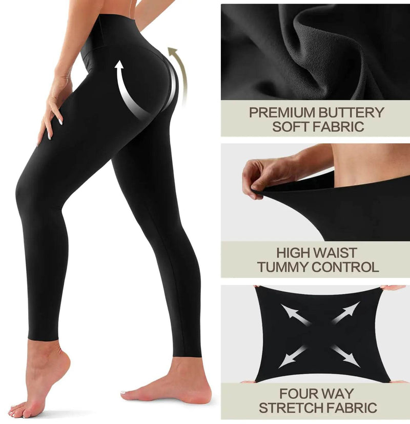 3 Pack Leggings for Women-No See-Through High Waisted Tummy Control Yoga Pants Workout Running Legging Assorted23 Large-X-Large - Global Merch Markets