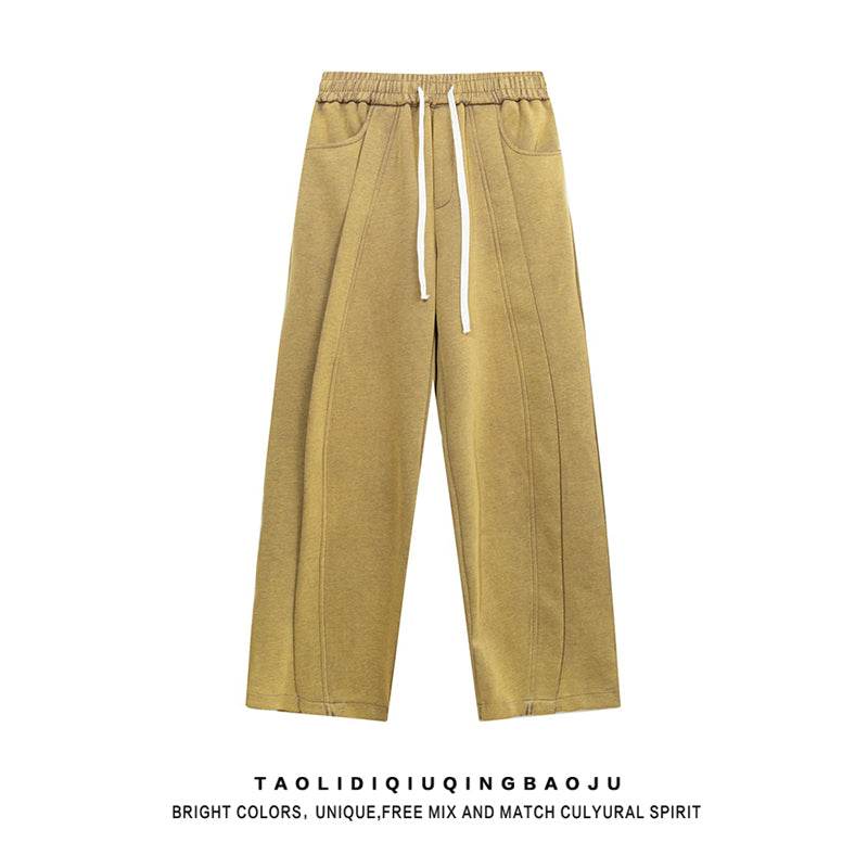 Elastic Waist Drawstring Pure Color Straight-leg Casual Pants for Women 2025 New Arrival Trendy Loose Lovers Wild Black Loose Pants - Global Merch Markets