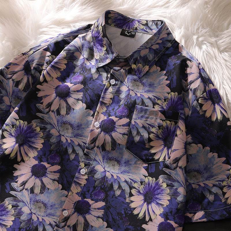American Retro Oil Painting Style Daisy Short-Sleeved Shirt 2025 New Arrival Women's Summer Fancy Loose Couple Shirt Tide - Global Merch Markets