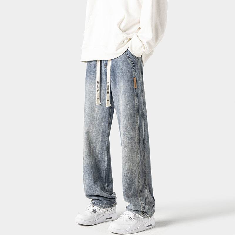 Trendy Distressed Loose Street Straight Long Pants Drawstring - Global Merch Markets