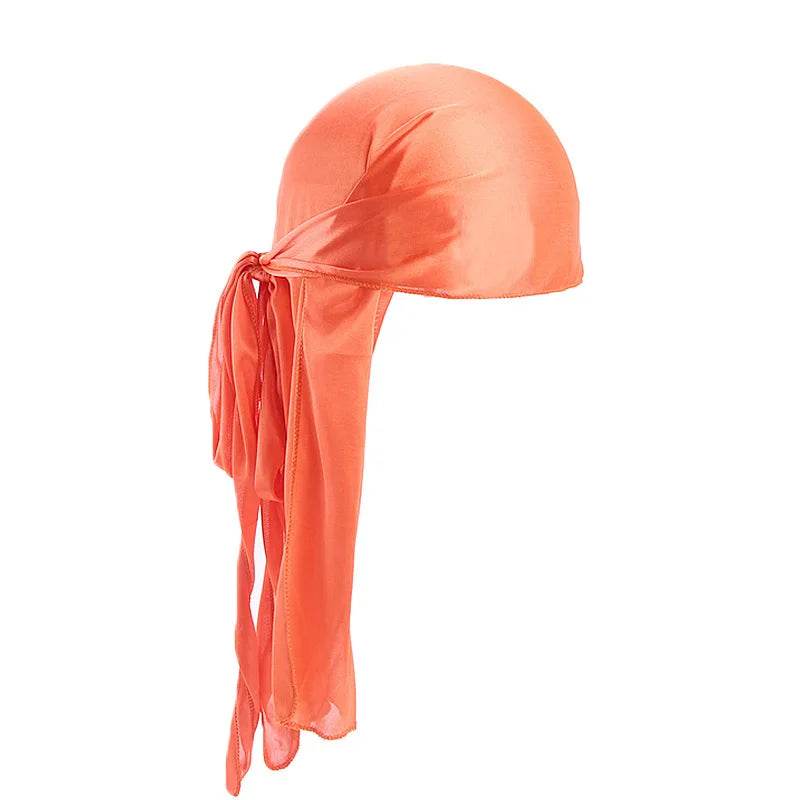 Unisex Silky Long Tail Durag Pirate Hat Turban Fashion Headwraps Cap Bandana Women Men Headwear Caps Hijab Hair Accessories ﻿ - Global Merch Markets