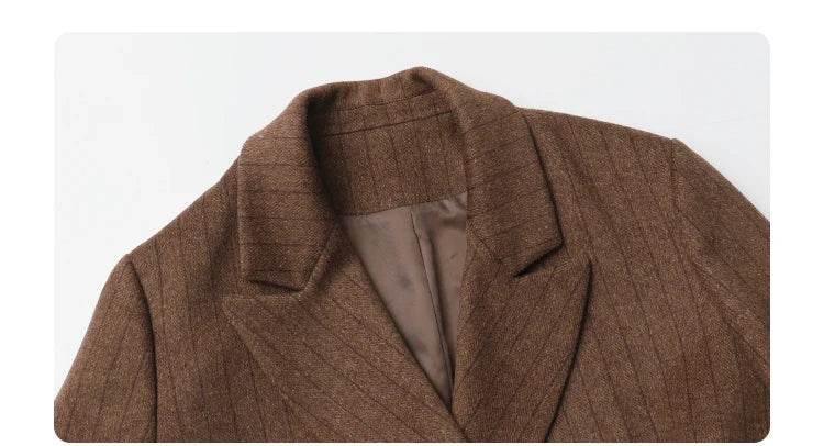 CHIC VEN Women Woolen Blazer Loose Vintage V Neck Female Jacket Suit Double Breasted Office Ladies Coat Spring Autumn 2025 - Global Merch Markets