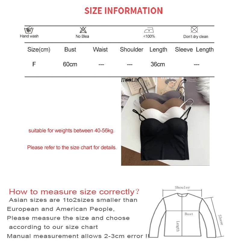 ITOOLIN Fashion Backless Tank Tops Cute Crop Tops For Women Slim Elastic Camisole Ice Silk Women Spaghetti Camis With Bra Pad - Global Merch Markets