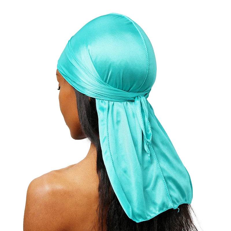 Unisex Silky Long Tail Durag Pirate Hat Turban Fashion Headwraps Cap Bandana Women Men Headwear Caps Hijab Hair Accessories ﻿ - Global Merch Markets