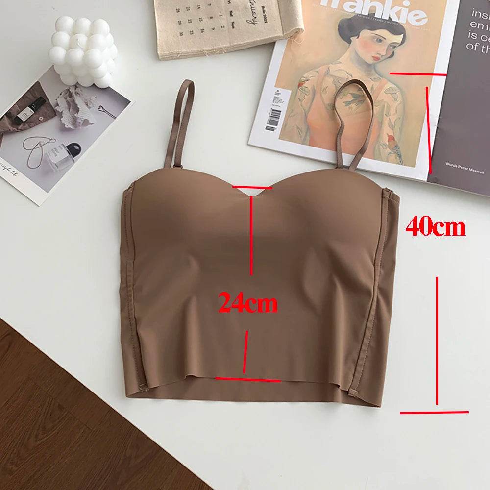 ITOOLIN Fashion Backless Tank Tops Cute Crop Tops For Women Slim Elastic Camisole Ice Silk Women Spaghetti Camis With Bra Pad - Global Merch Markets
