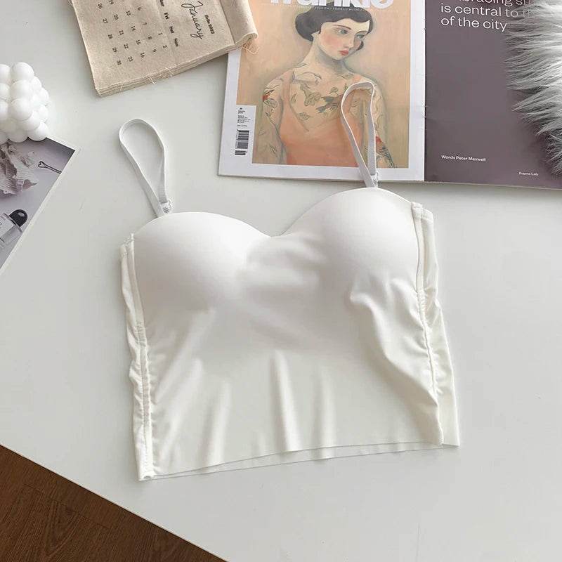 ITOOLIN Fashion Backless Tank Tops Cute Crop Tops For Women Slim Elastic Camisole Ice Silk Women Spaghetti Camis With Bra Pad - Global Merch Markets