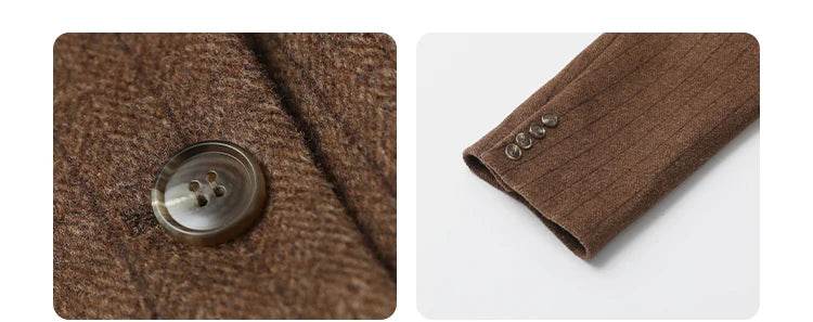 CHIC VEN Women Woolen Blazer Loose Vintage V Neck Female Jacket Suit Double Breasted Office Ladies Coat Spring Autumn 2025 - Global Merch Markets