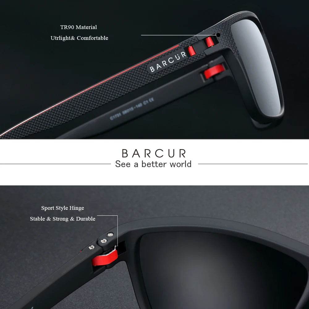 BARCUR Outdoor Sunclasses for Men Polarized FishingTravel TR90 Light Weight Sun Glasses Women Eyewear Accessory Oculos - Global Merch Markets