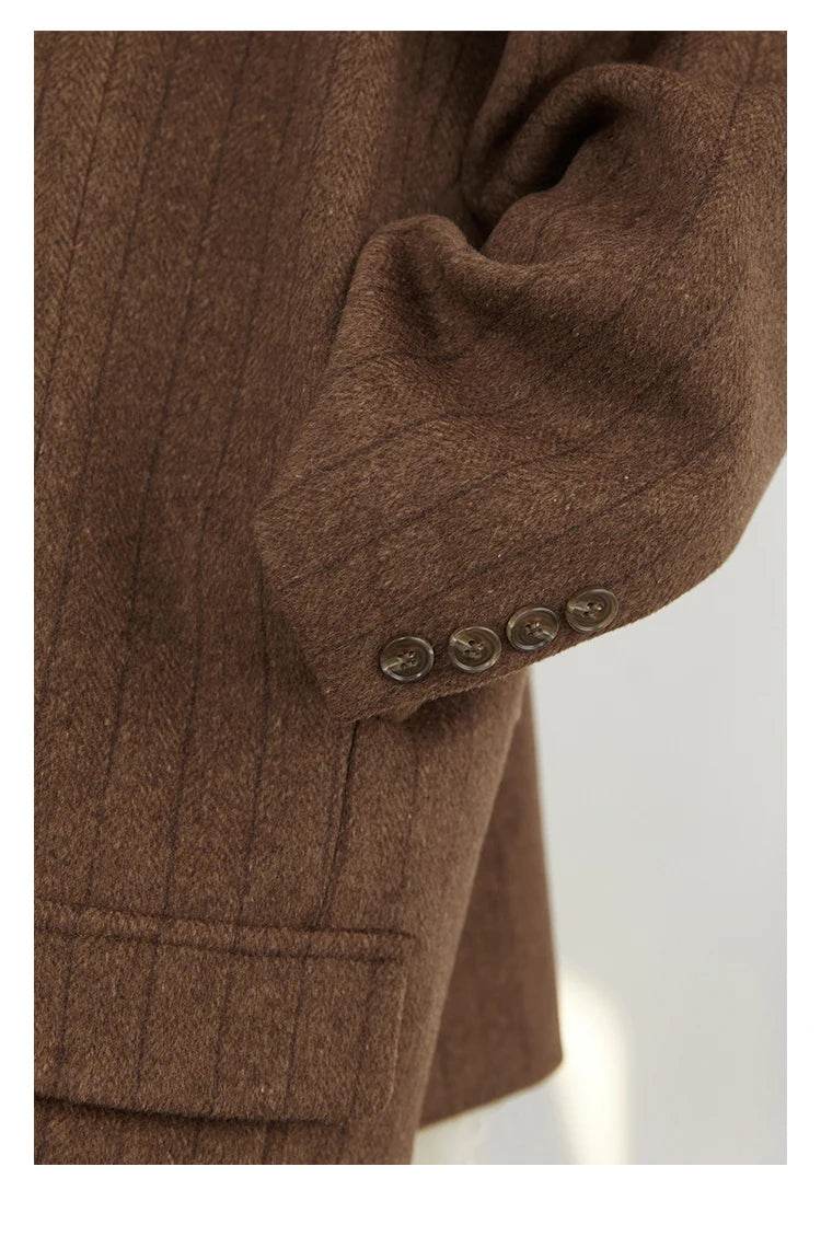 CHIC VEN Women Woolen Blazer Loose Vintage V Neck Female Jacket Suit Double Breasted Office Ladies Coat Spring Autumn 2025 - Global Merch Markets