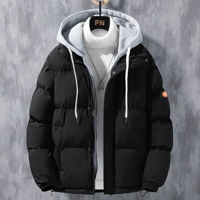 Winter Parkas Men Solid Color Padded Jacket Fashion Casual Hooded Parkas Male Padded Coats Winter Jacket Men - Global Merch Markets