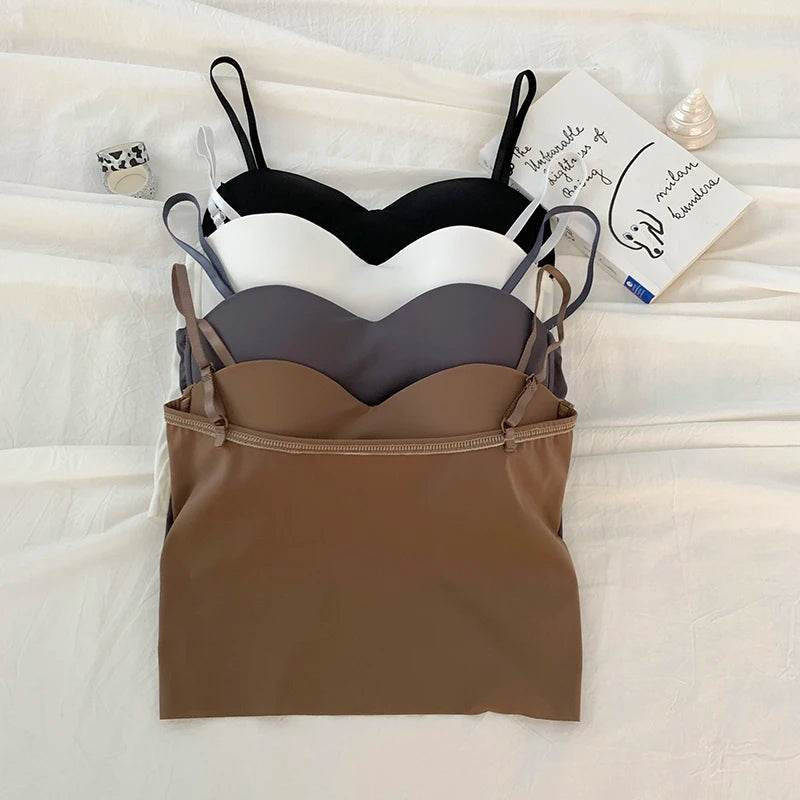 ITOOLIN Fashion Backless Tank Tops Cute Crop Tops For Women Slim Elastic Camisole Ice Silk Women Spaghetti Camis With Bra Pad - Global Merch Markets