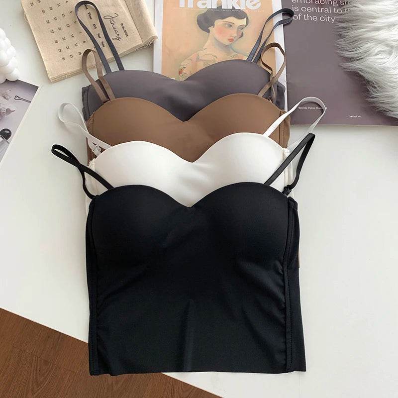ITOOLIN Fashion Backless Tank Tops Cute Crop Tops For Women Slim Elastic Camisole Ice Silk Women Spaghetti Camis With Bra Pad - Global Merch Markets