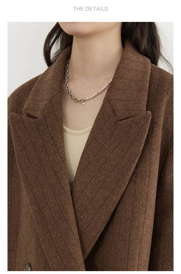 CHIC VEN Women Woolen Blazer Loose Vintage V Neck Female Jacket Suit Double Breasted Office Ladies Coat Spring Autumn 2025 - Global Merch Markets