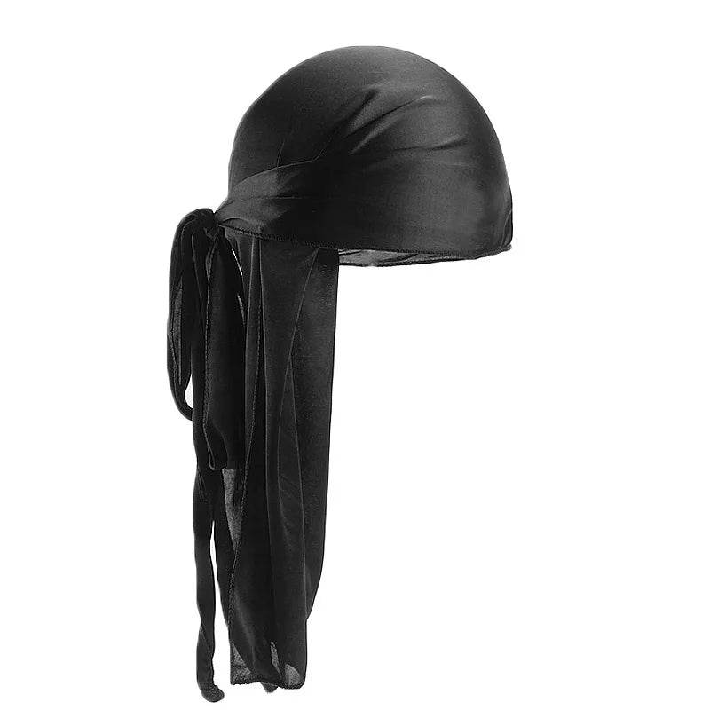 Unisex Silky Long Tail Durag Pirate Hat Turban Fashion Headwraps Cap Bandana Women Men Headwear Caps Hijab Hair Accessories ﻿ - Global Merch Markets