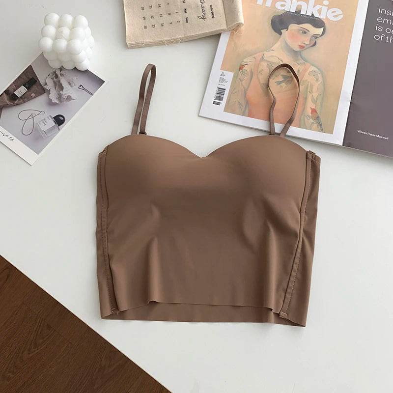 ITOOLIN Fashion Backless Tank Tops Cute Crop Tops For Women Slim Elastic Camisole Ice Silk Women Spaghetti Camis With Bra Pad - Global Merch Markets
