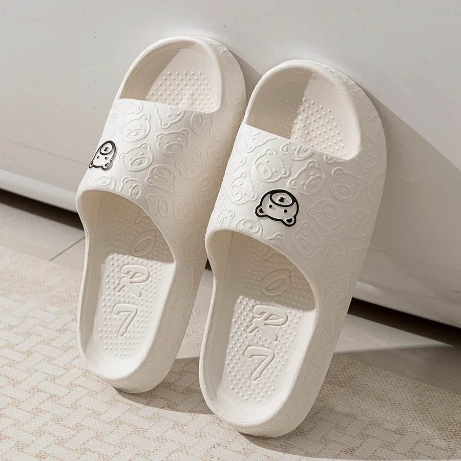 Printting Cute Bear Women Slippers Summer Indoor Soft Cartoon Sandals Bathroom Anti-slip Outdoor Comfy Men Leisure Shoes Couple - Global Merch Markets