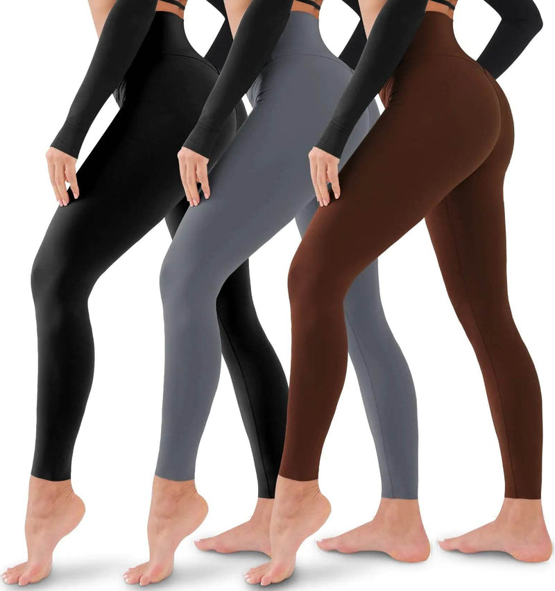 3 Pack Leggings for Women-No See-Through High Waisted Tummy Control Yoga Pants Workout Running Legging Assorted23 Large-X-Large - Global Merch Markets