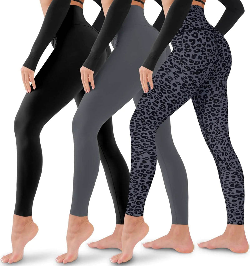 3 Pack Leggings for Women-No See-Through High Waisted Tummy Control Yoga Pants Workout Running Legging Assorted23 Large-X-Large - Global Merch Markets