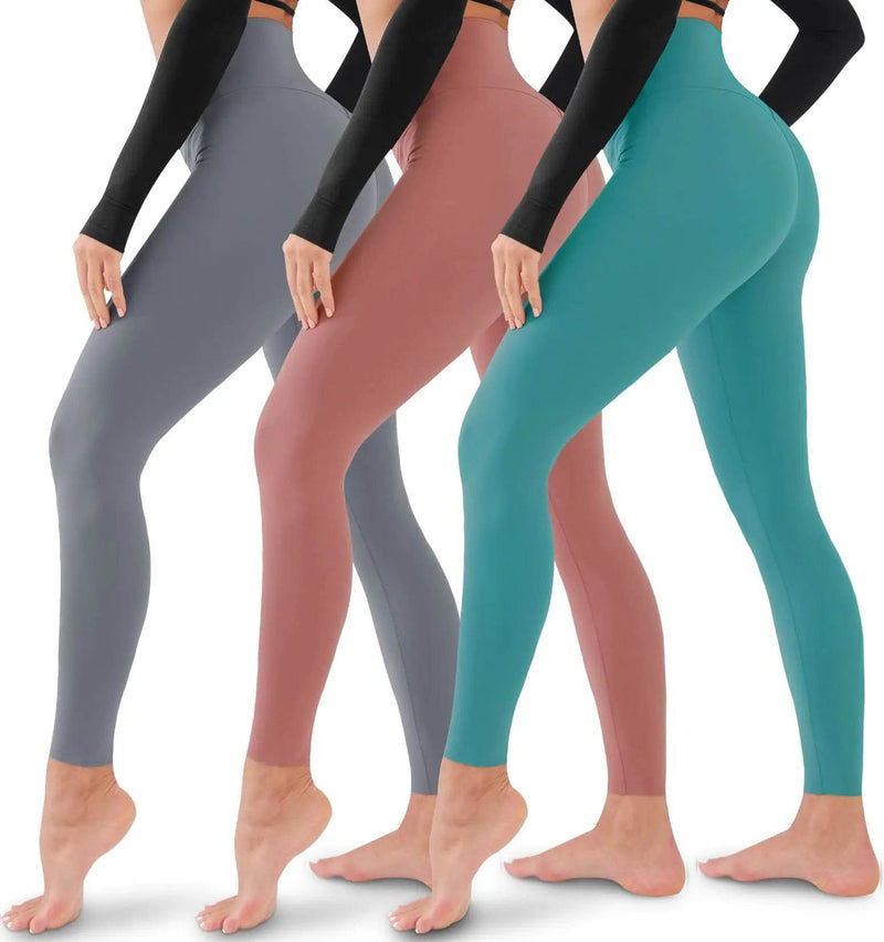 3 Pack Leggings for Women-No See-Through High Waisted Tummy Control Yoga Pants Workout Running Legging Assorted23 Large-X-Large - Global Merch Markets