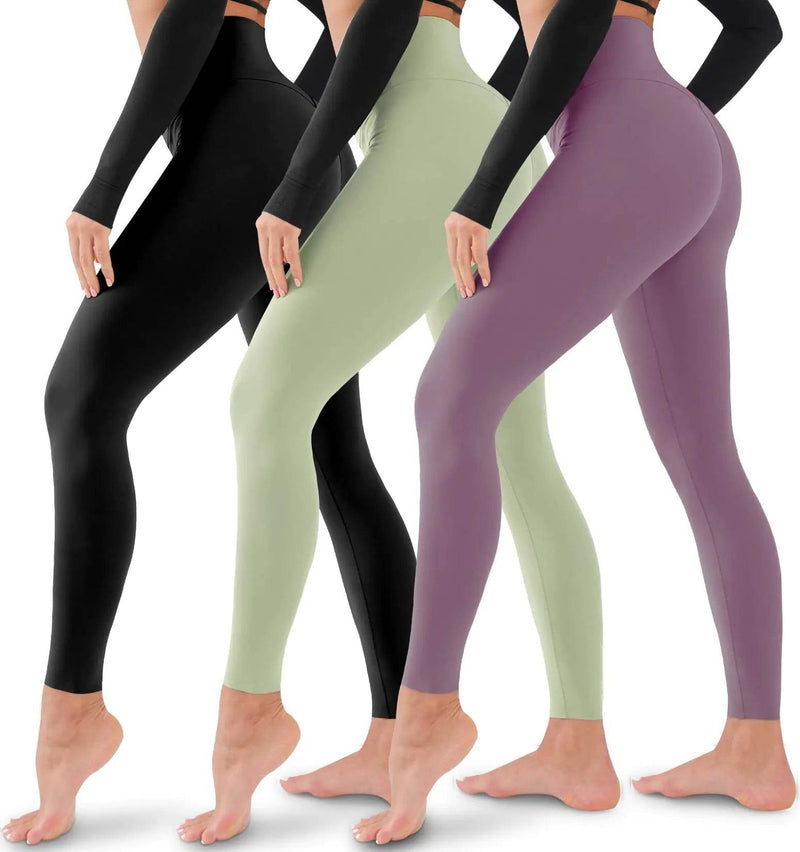 3 Pack Leggings for Women-No See-Through High Waisted Tummy Control Yoga Pants Workout Running Legging Assorted23 Large-X-Large - Global Merch Markets
