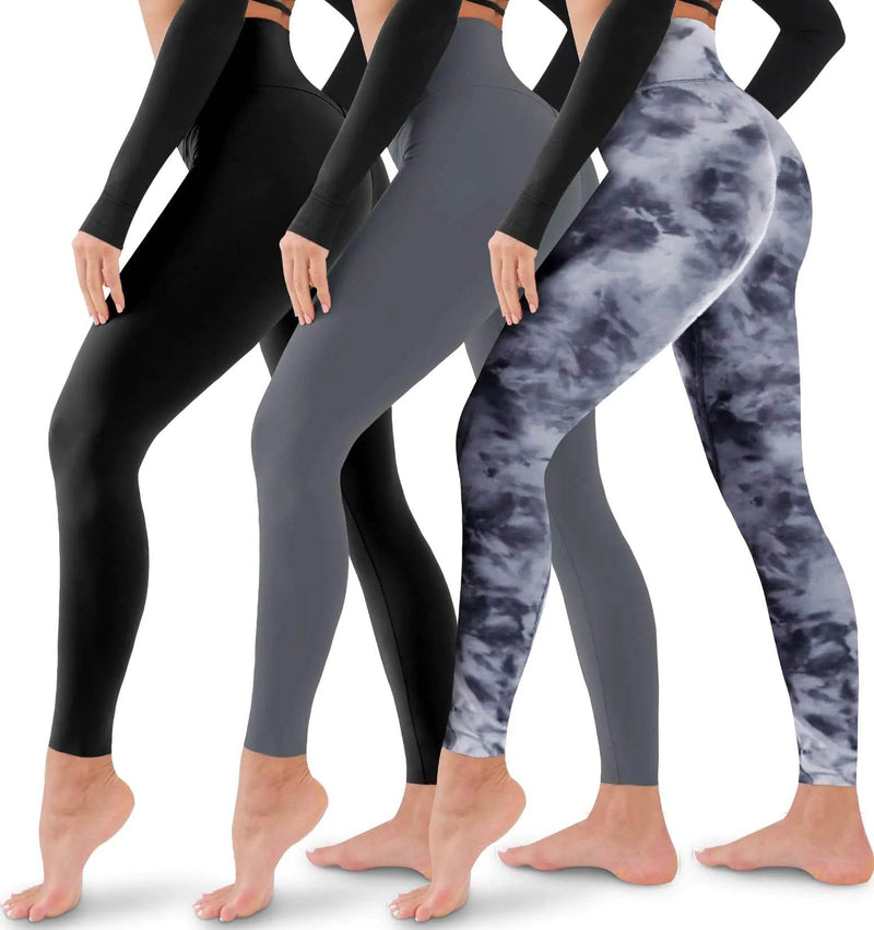 3 Pack Leggings for Women-No See-Through High Waisted Tummy Control Yoga Pants Workout Running Legging Assorted23 Large-X-Large - Global Merch Markets