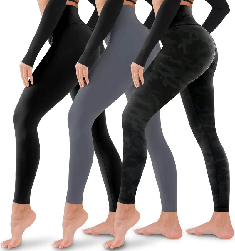 3 Pack Leggings for Women-No See-Through High Waisted Tummy Control Yoga Pants Workout Running Legging Assorted23 Large-X-Large - Global Merch Markets