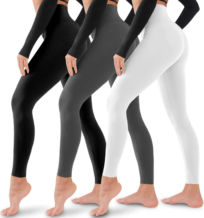 3 Pack Leggings for Women-No See-Through High Waisted Tummy Control Yoga Pants Workout Running Legging Assorted23 Large-X-Large - Global Merch Markets