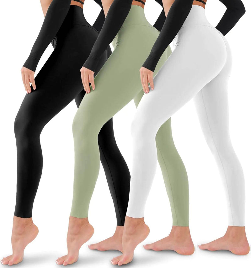 3 Pack Leggings for Women-No See-Through High Waisted Tummy Control Yoga Pants Workout Running Legging Assorted23 Large-X-Large - Global Merch Markets