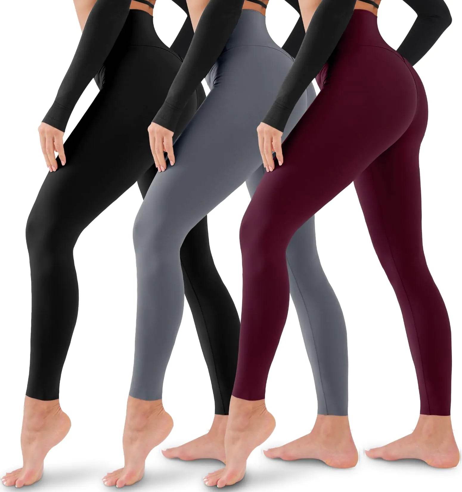 3 Pack Leggings for Women-No See-Through High Waisted Tummy Control Yoga Pants Workout Running Legging Assorted23 Large-X-Large - Global Merch Markets